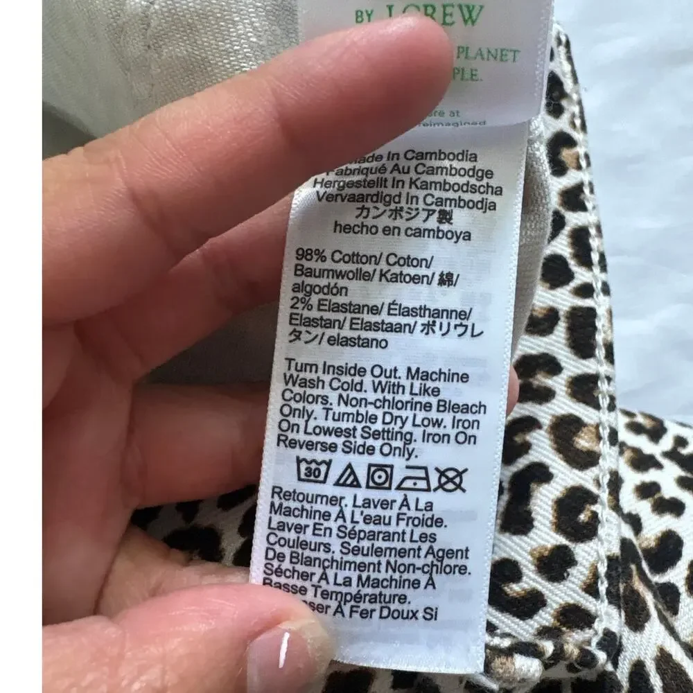 J.Crew Womens 33 High Rise Kickout Jeans Sailor Pockets Leopard Print Maximalist